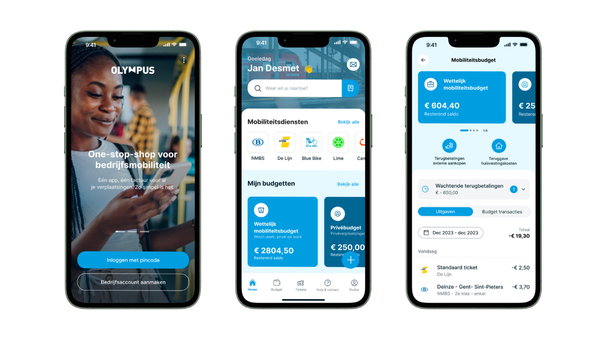 Olympus-app - Homescreen & Budget